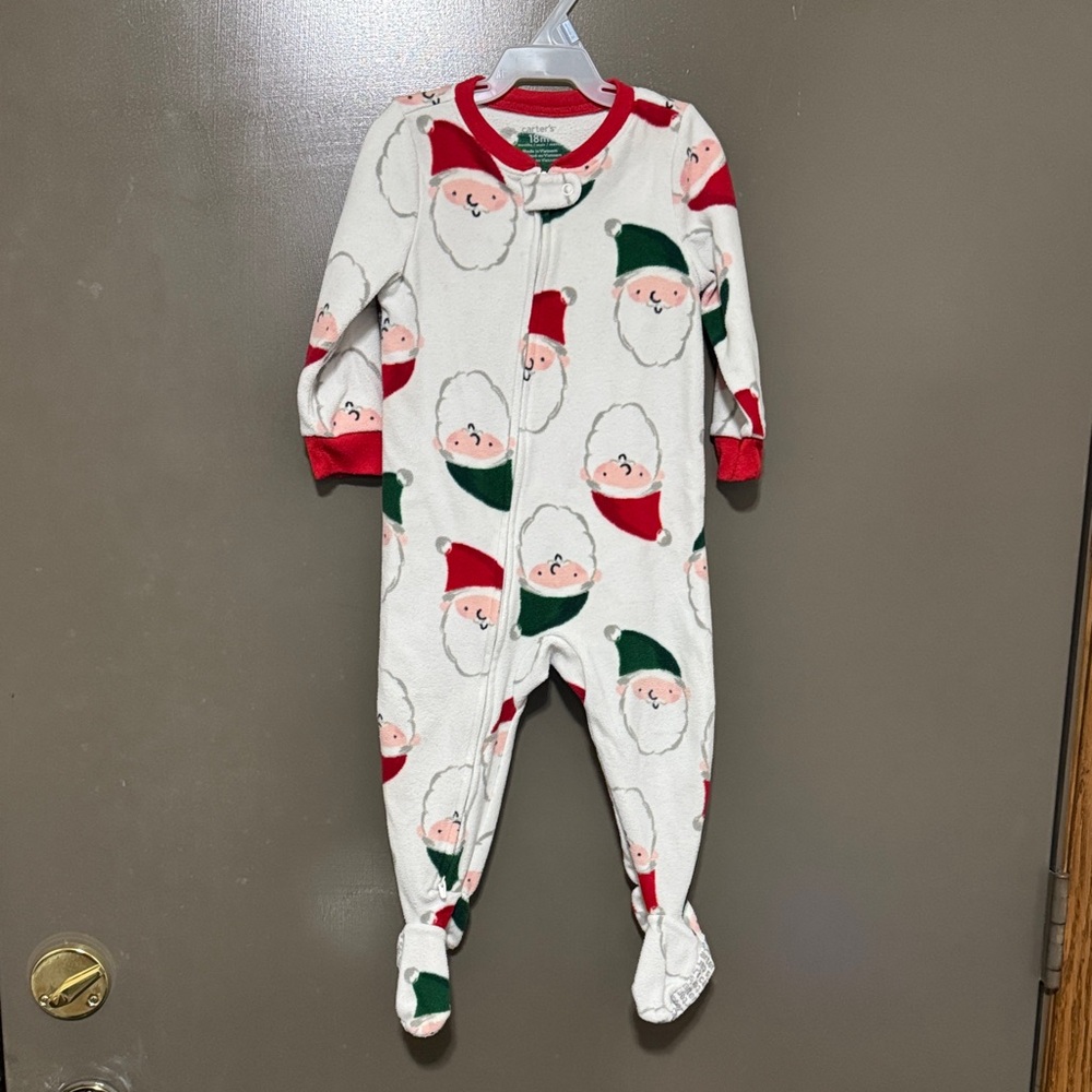Carter's Festive Santa Footie with Red and Green